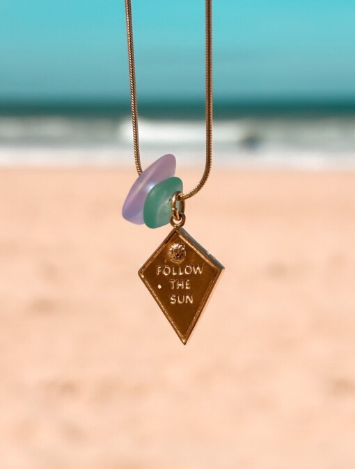 Zeeglas Follow The Sun ketting Goud
