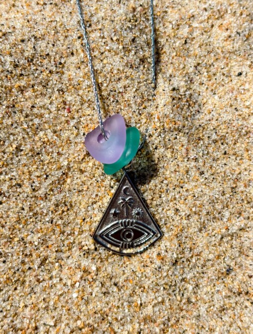 Zeeglas Ocean Eye Ketting Zilver
