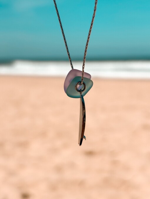 Zeeglas Shortboard Ketting Zilver