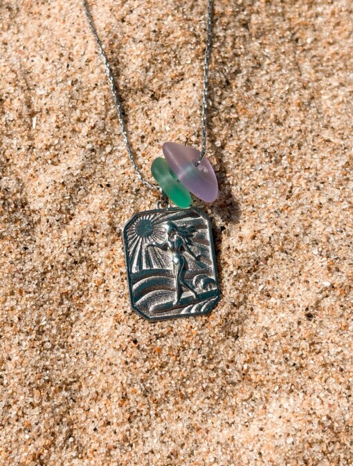Zeeglas Surfgirl Ketting Zilver
