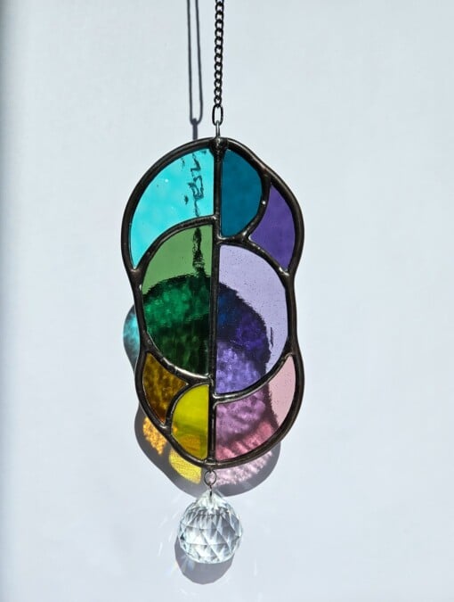 A-symmetrische glas in lood zonnevanger regenboog met kristal