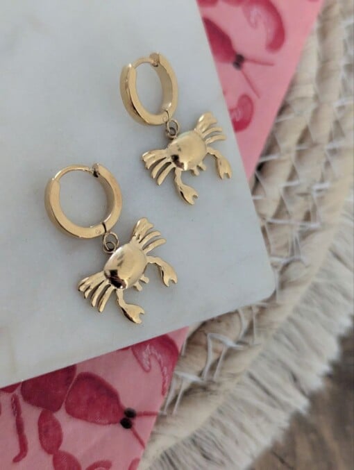 Crabby Chic Drops – Gouden Stainless Steel Oorbellen
