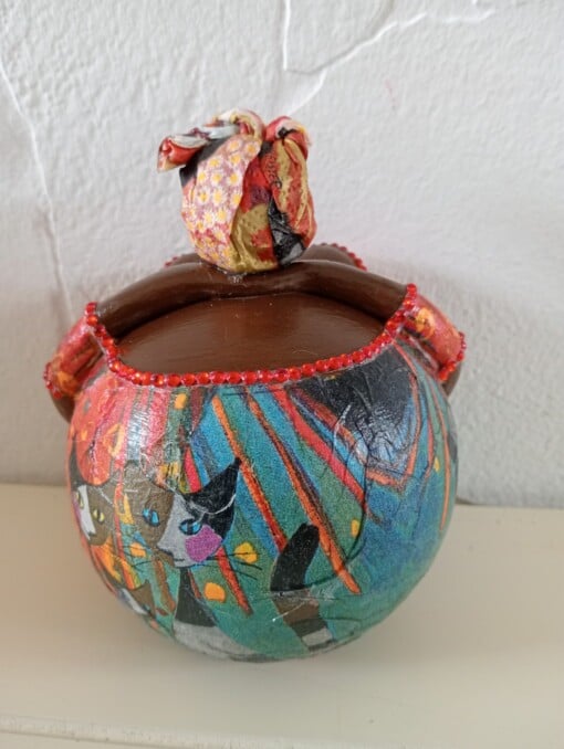 Exotisch dik dametje,handgemaakt en uniek,14 cm,mixed media,deco art