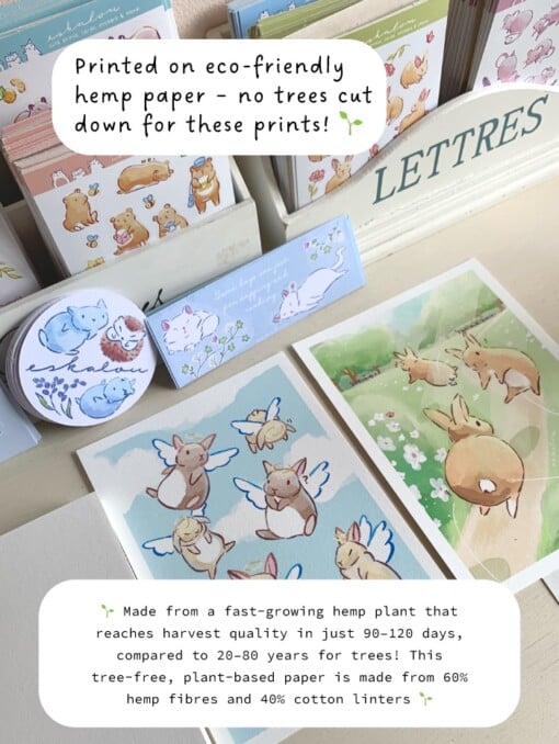 Spirit Muis Art Print (A5) – Schattige, Eco-vriendelijke Illustratie op Henneppapier