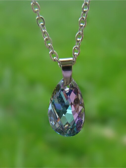 Stainless steel ketting met Swarovski hanger Vitrail Light