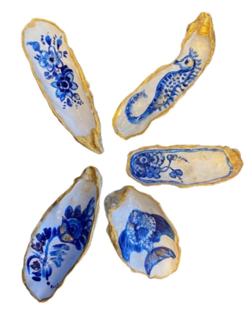 Workshop oesterschelpen beschilderen met Delftsblauw - 31 mei 2025