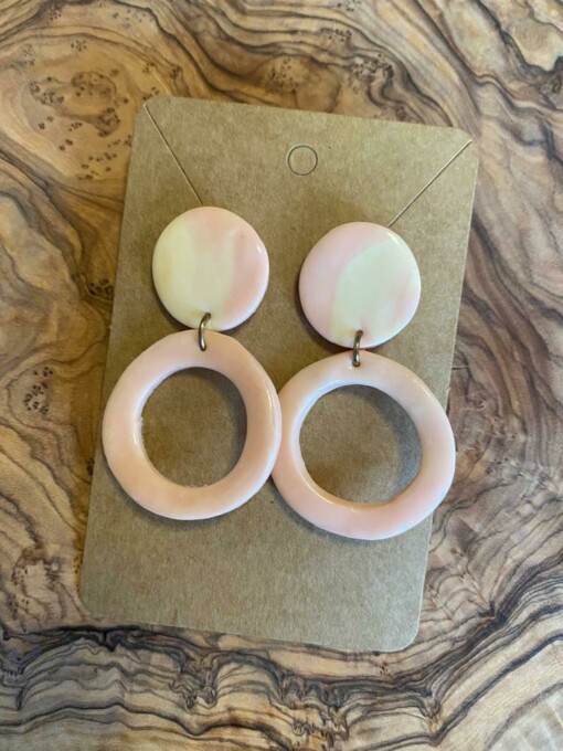 Earring | Hoop - pink + white