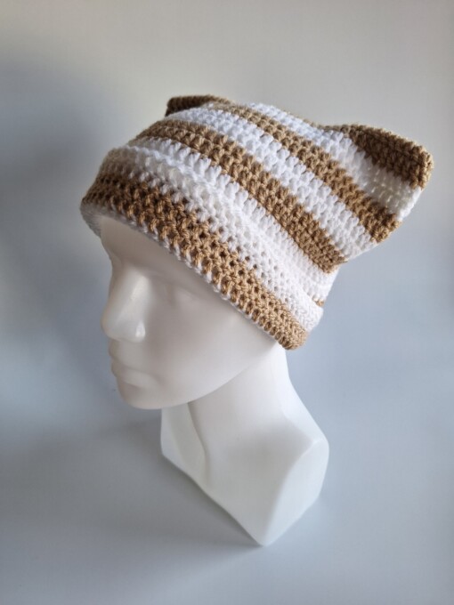 Gehaakte muts 'White & tan'