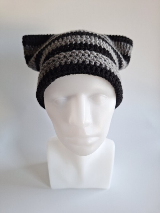 Gehaakte muts 'Black & grey'