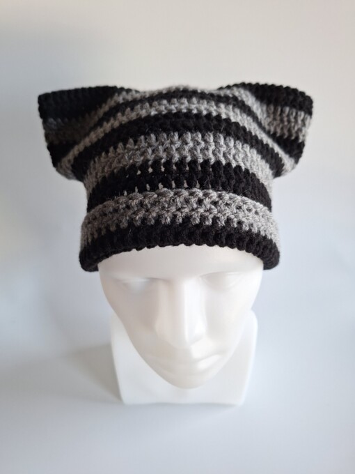 Gehaakte muts 'Black & grey'