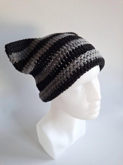 Gehaakte muts 'Black & grey'