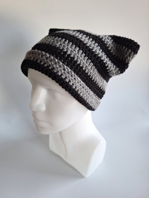 Gehaakte muts 'Black & grey'