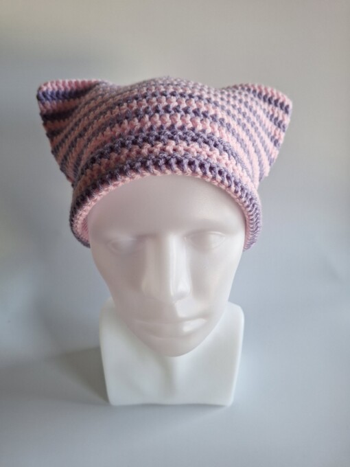 Gehaakte muts 'Lilac & babypink'