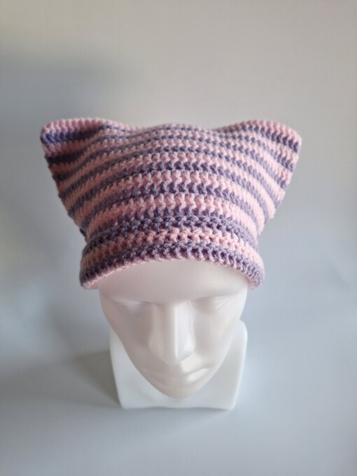 Gehaakte muts 'Lilac & babypink'