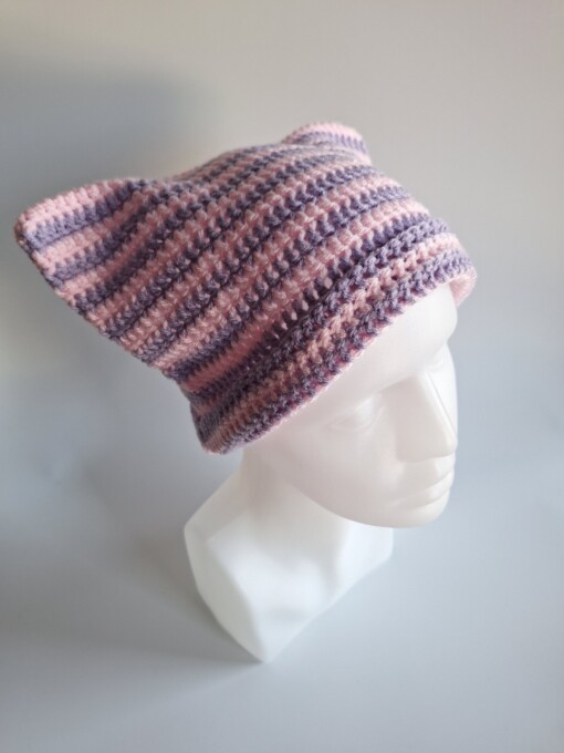 Gehaakte muts 'Lilac & babypink'