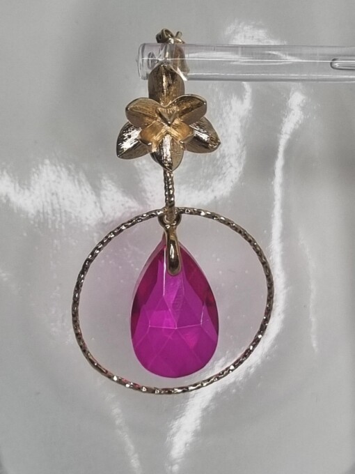 Statement oorbellen kristalglas - roze