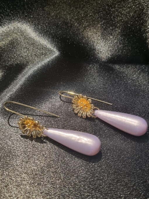 Statement oorbellen met polaris druppel - lila