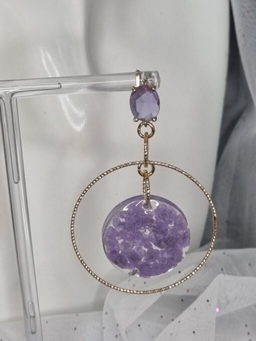 Statement oorbellen van epoxy en zirkonia - lila