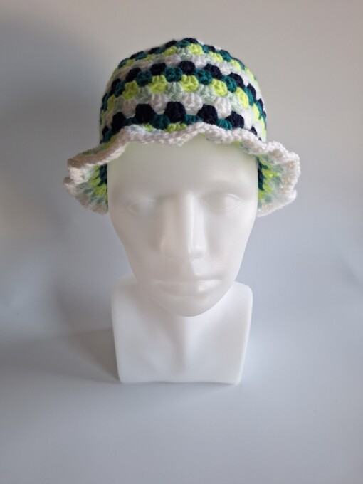 Gehaakte bucket hat 'Kiwi'