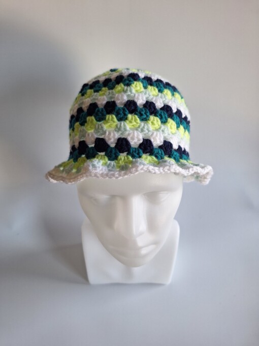 Gehaakte bucket hat 'Kiwi'