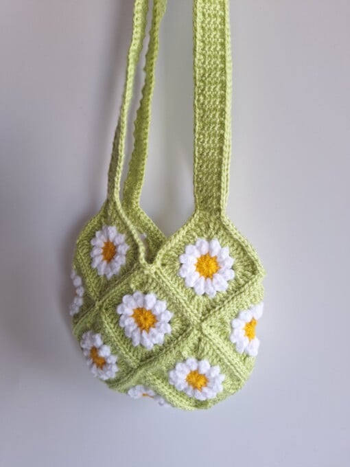 Gehaakte tas 'Green daisy'