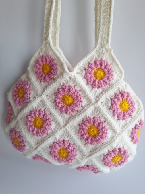 Gehaakte tas 'White daisy'