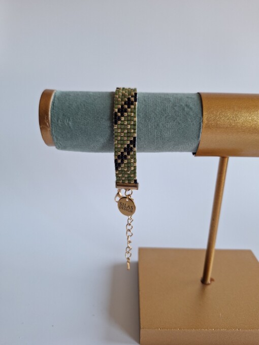 Geweven kralen armband 'Army stripes'