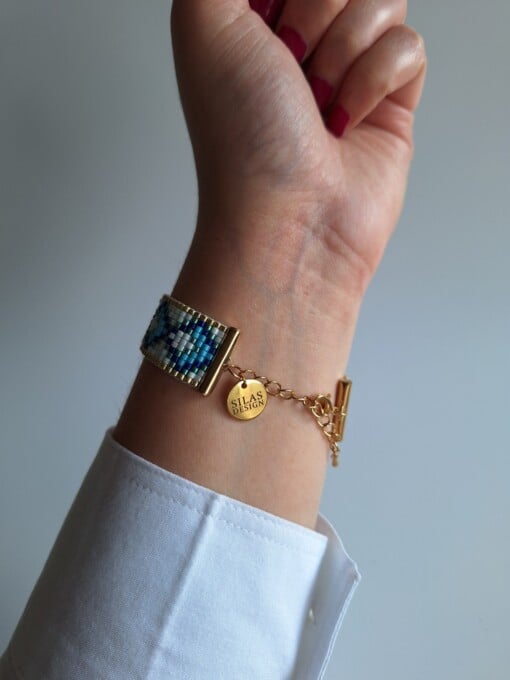 Geweven kralen armband 'Blue hourglass'