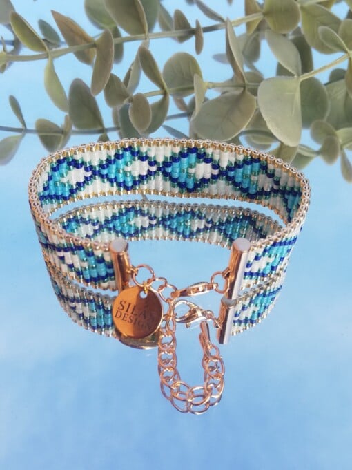 Geweven kralen armband 'Blue hourglass'