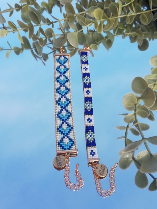 Geweven kralen armband 'Blue hourglass'