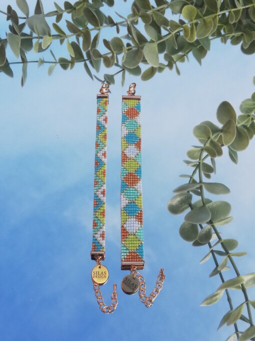 Geweven kralen armband 'Boho-chic hexagon'