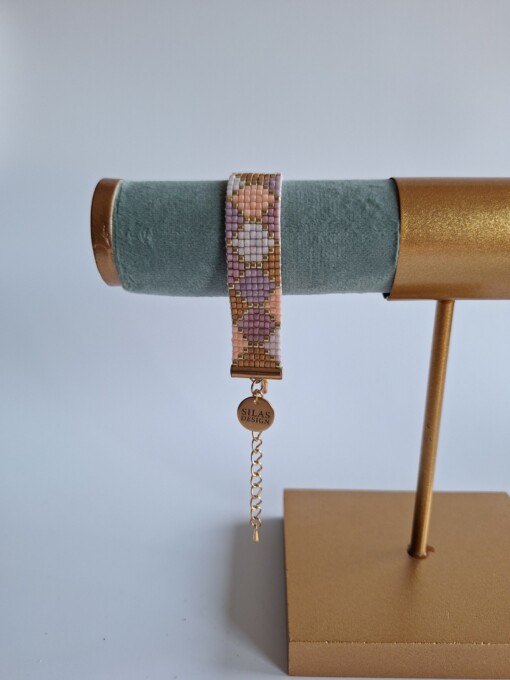 Geweven kralen armband 'Nude hexagon'