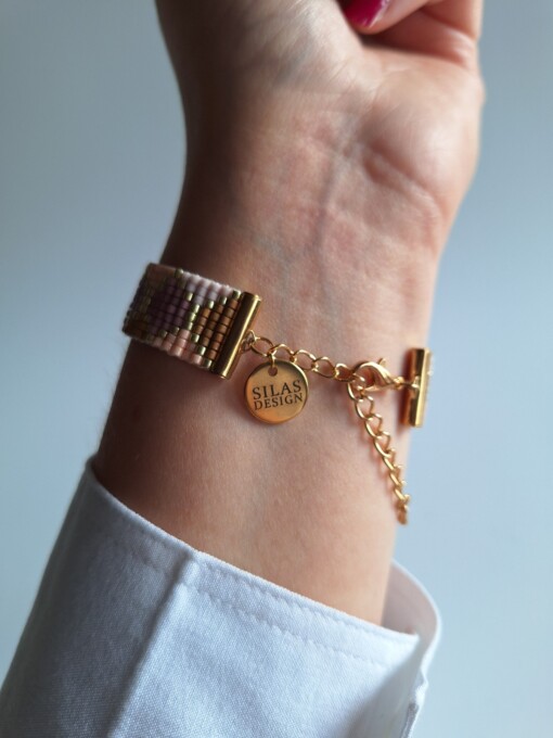 Geweven kralen armband 'Nude hexagon'