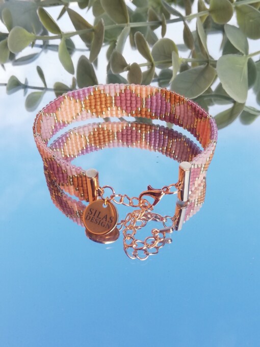 Geweven kralen armband 'Nude hexagon'