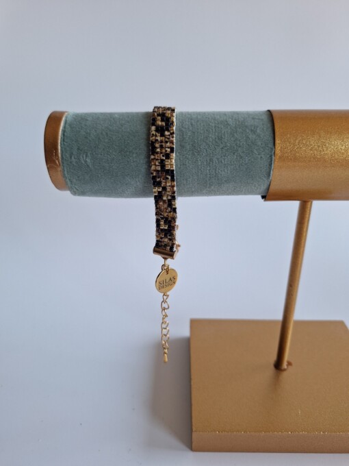 Geweven kralen armband 'Brown leopard'