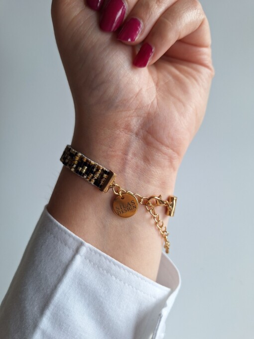 Geweven kralen armband 'Brown leopard'