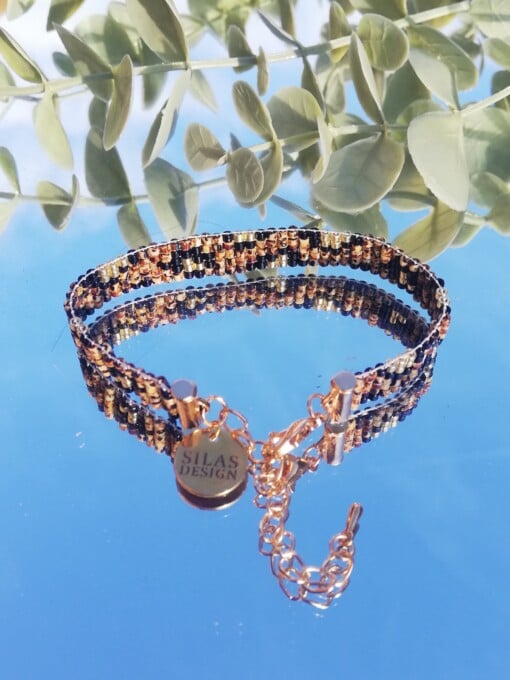 Geweven kralen armband 'Brown leopard'