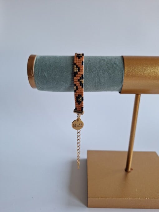 Geweven kralen armband 'Caramel leopard'