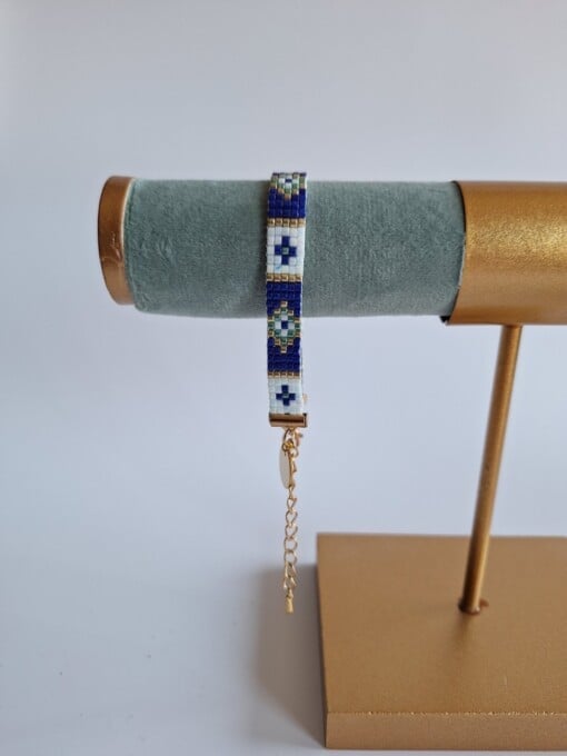 Geweven kralen armband 'Gold stained glass'