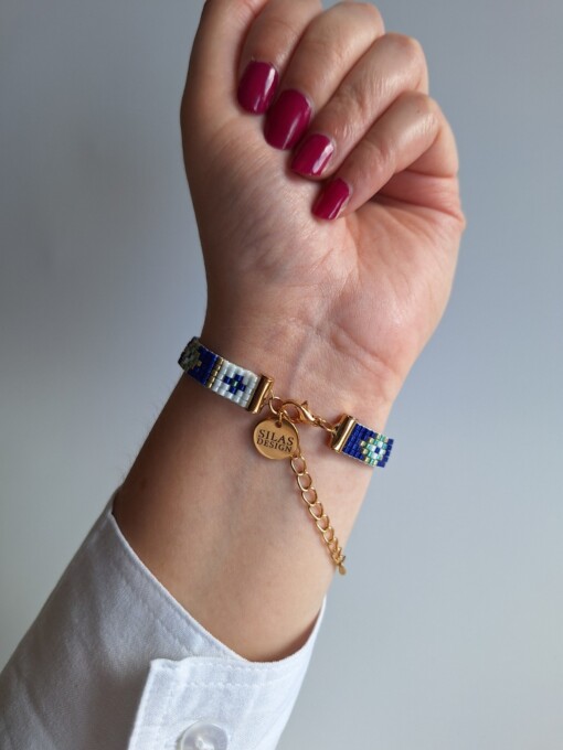 Geweven kralen armband 'Gold stained glass'