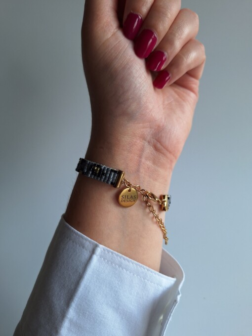 Geweven kralen armband 'Grey leopard'