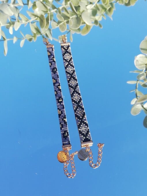 Geweven kralen armband 'Grey leopard'