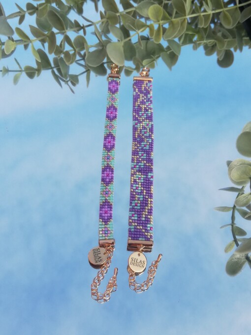 Geweven kralen armband 'Minty blossom'