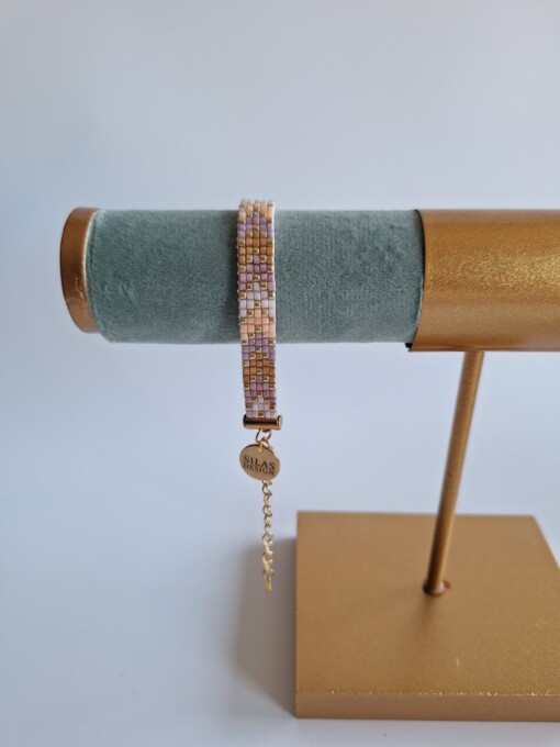 Geweven kralen armband 'Nude chevron'