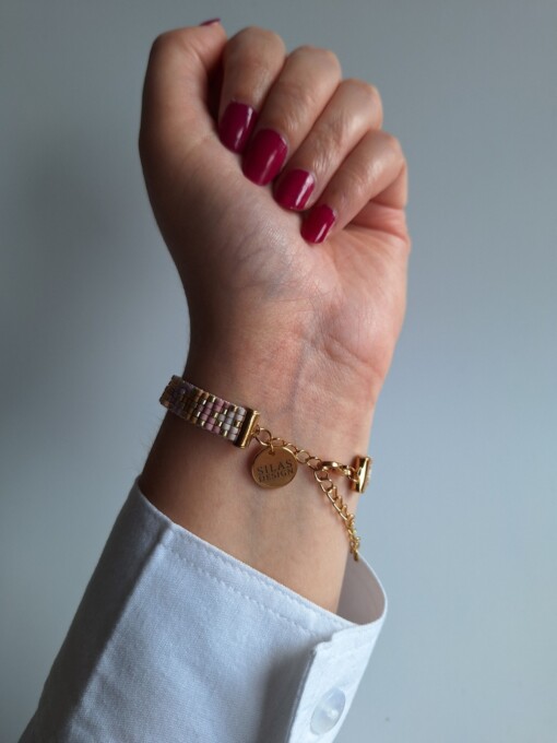 Geweven kralen armband 'Nude chevron'