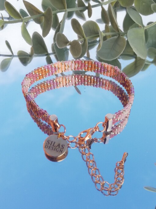 Geweven kralen armband 'Nude chevron'