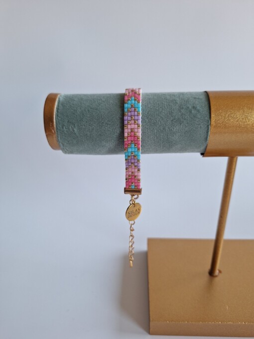 Geweven kralen armband 'Pastel chevron'