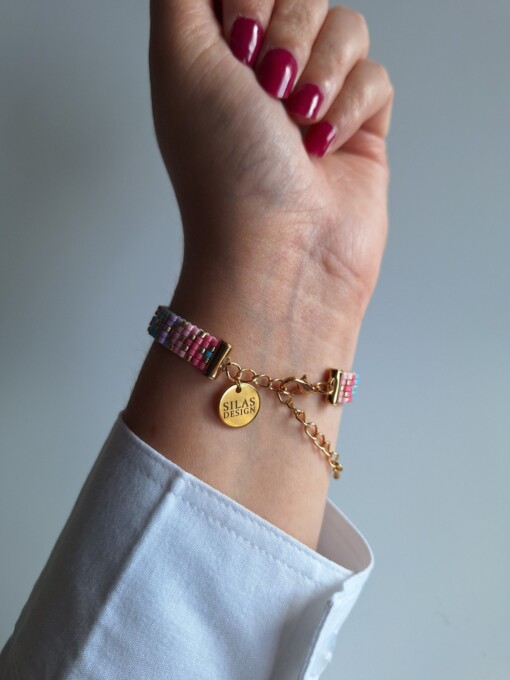 Geweven kralen armband 'Pastel chevron'
