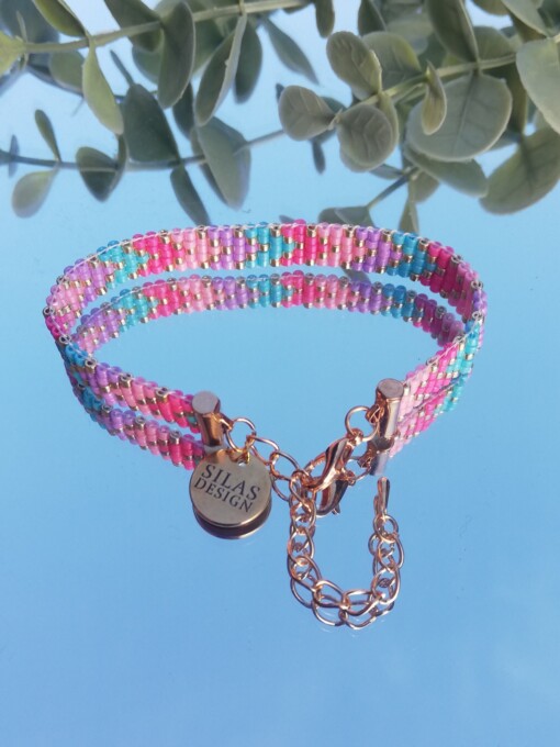 Geweven kralen armband 'Pastel chevron'