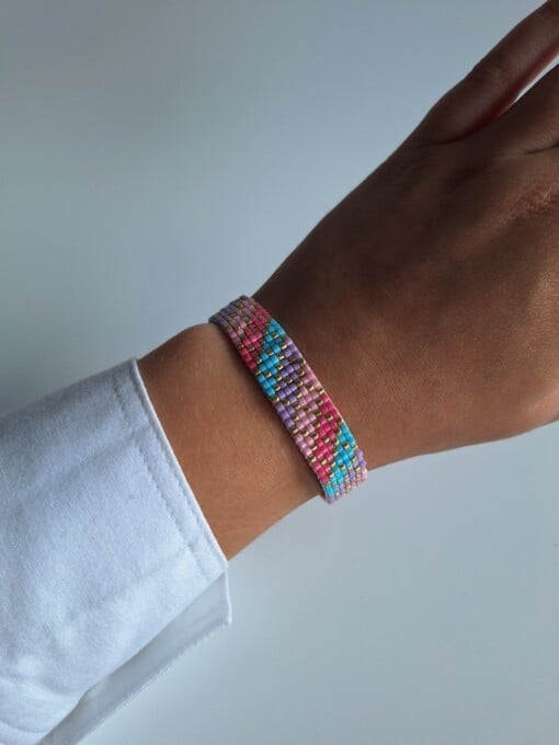 Geweven kralen armband 'Pastel stripes'